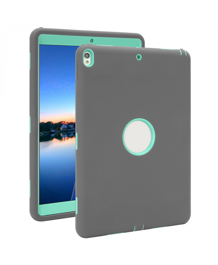 TOROTON iPad Pro 2017 10.5 inch Case,Dual Layers Duty Shockproof Protective Case Cover for New iPad Pro 2017 (10.5 inch) Grey+Mint Green 