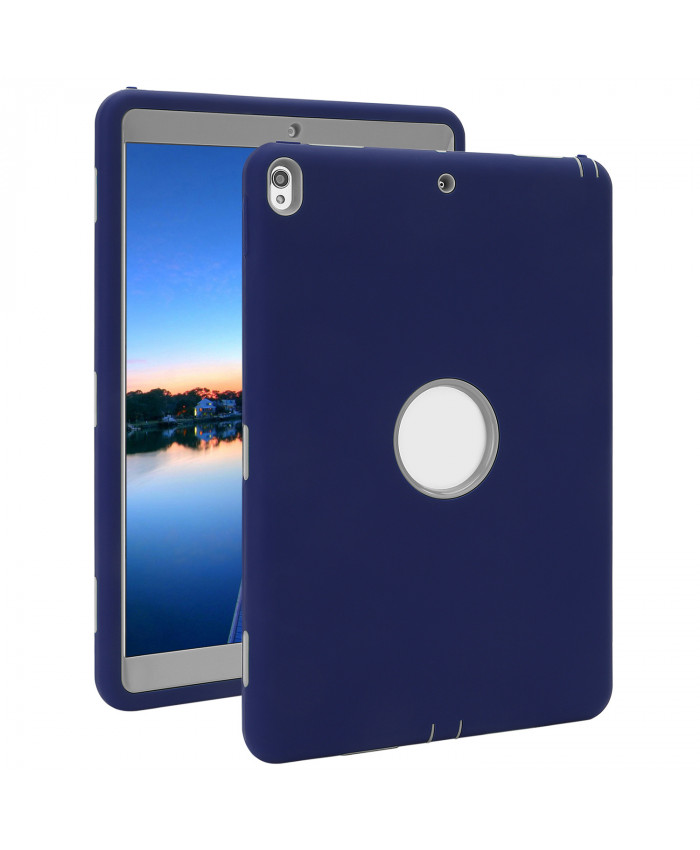 TOROTON iPad Pro 2017 10.5 inch Case,Dual Layers Duty Shockproof Protective Case Cover for New iPad Pro 2017 (10.5 inch) Navy+Grey