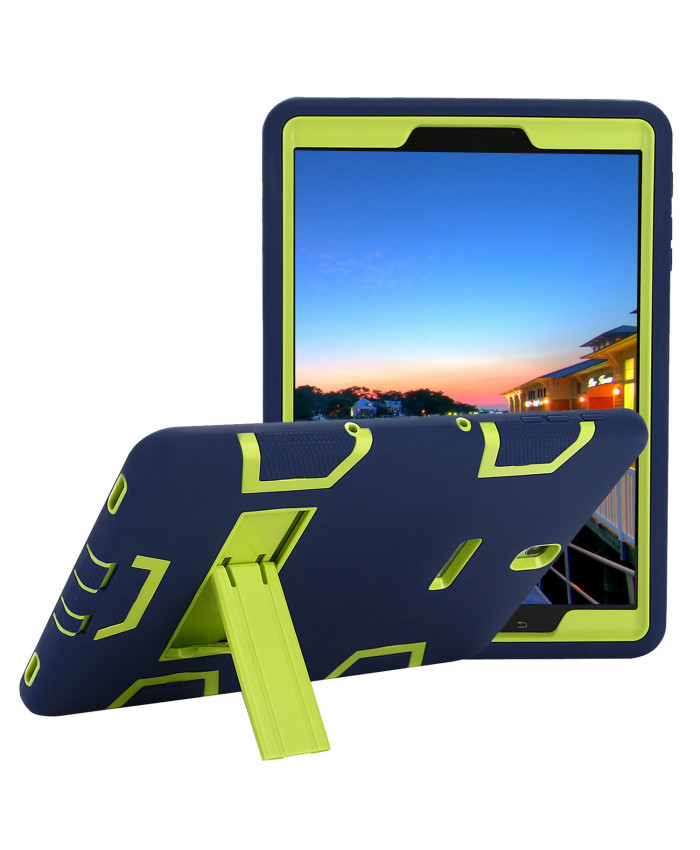 TOROTON Galaxy Tab S3 9.7 Case,Shock-Absorption / High Impact Resistant Full-Body Rugged Protective Case Cover for Samsung Galaxy Tab S3 SM-T820 T825,Navy+Yellow Green