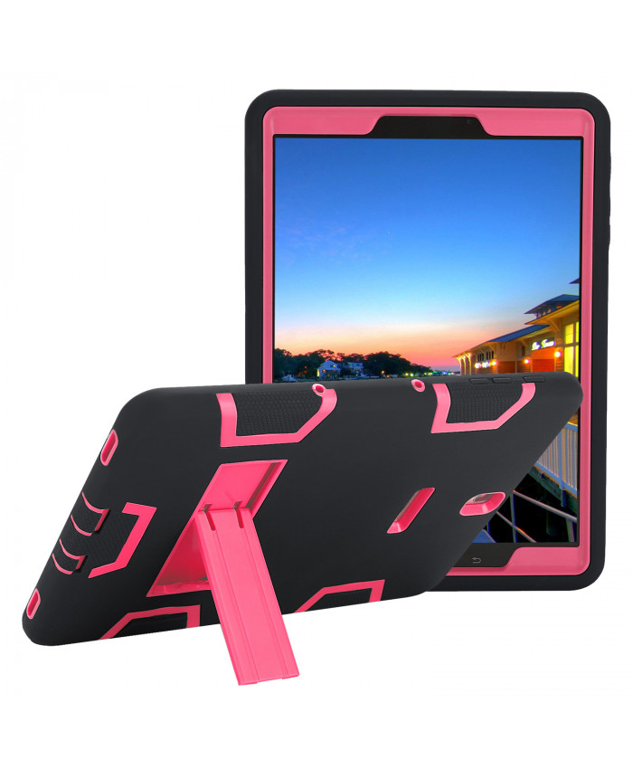  TOROTON Galaxy Tab S3 9.7 Case,Shock-Absorption / High Impact Resistant Full-Body Rugged Protective Case Cover for Samsung Galaxy Tab S3 SM-T820 T825,Black+Rose Red